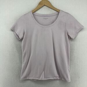 EILEEN FISHER Top XS Stretch Organic Cotton Scoop Neck Short Sleeve Lavender USA